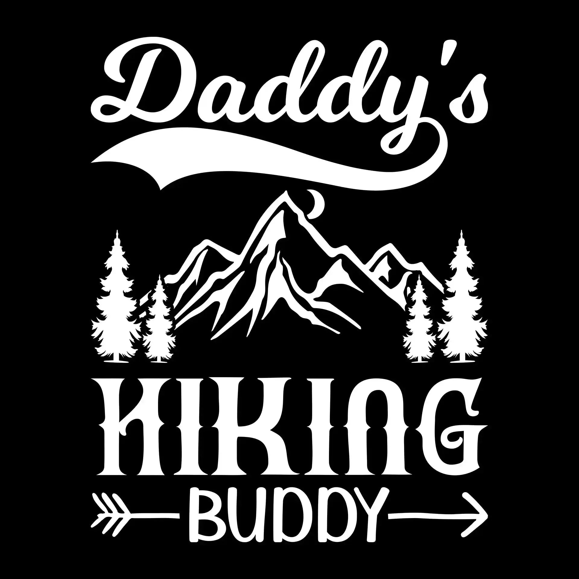 Daddy's Hiking Buddy - Hiking Themed T-Shirt-Black-S-Custom One Express