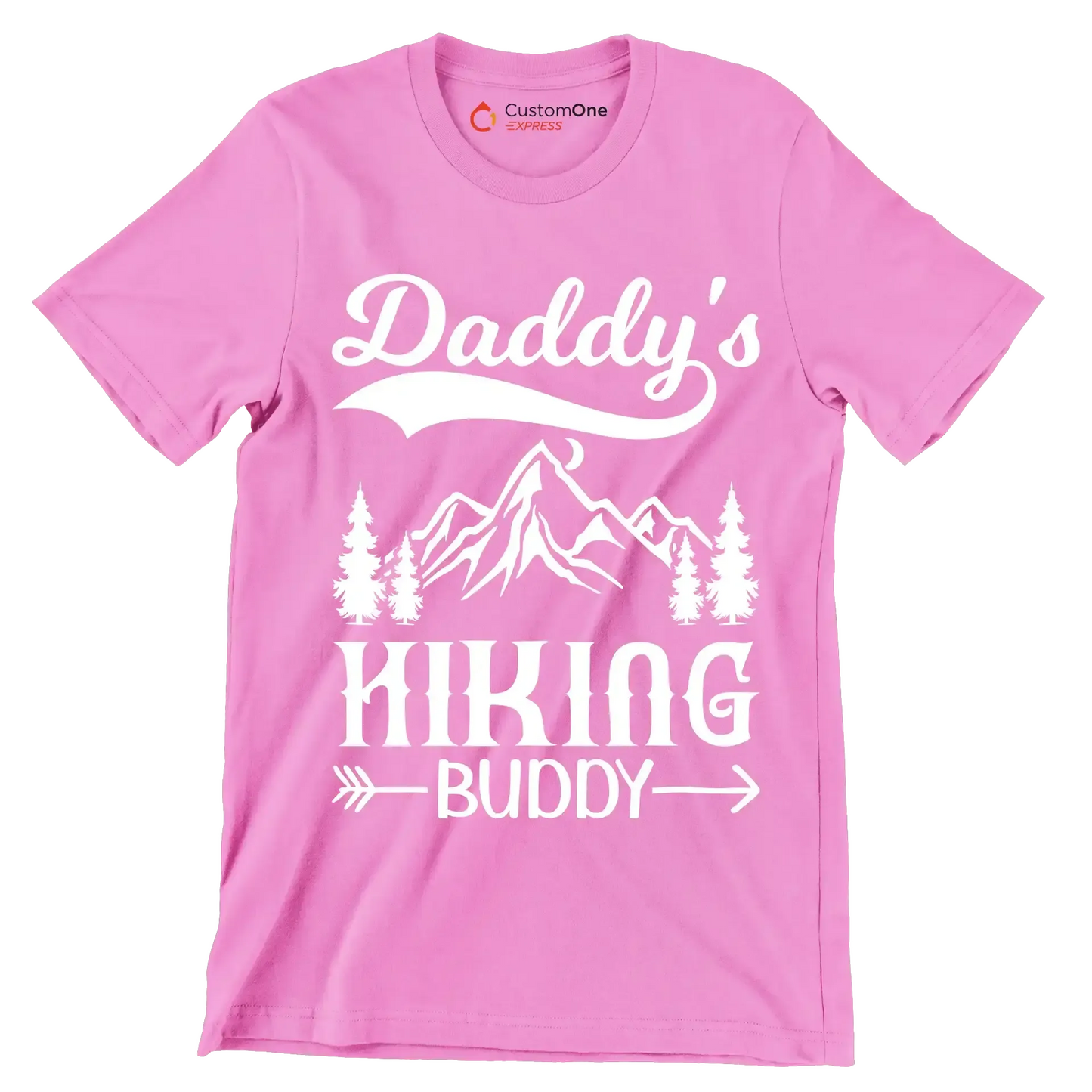 Daddy's Hiking Buddy - Hiking Themed T-Shirt-Pink-S-Custom One Express