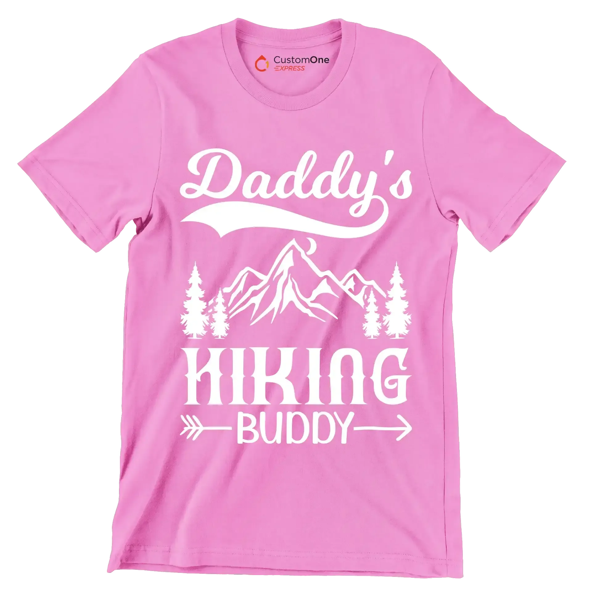 Daddy's Hiking Buddy - Hiking Themed T-Shirt-Pink-S-Custom One Express