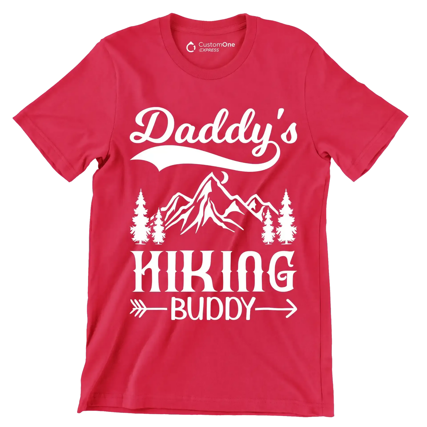 Daddy's Hiking Buddy - Hiking Themed T-Shirt-Red-S-Custom One Express