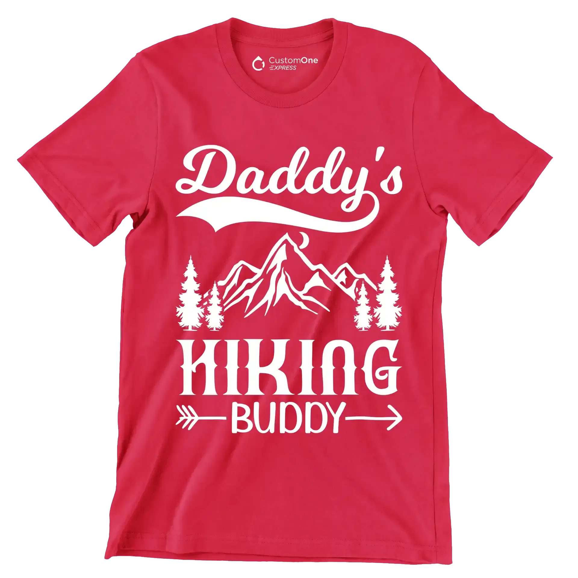 Daddy's Hiking Buddy - Hiking Themed T-Shirt-Red-S-Custom One Express