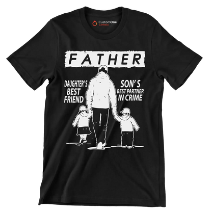 Daughter_s best friend son_s best partner in crime - Father’s Day T-Shirt-Black-S-Custom One Express
