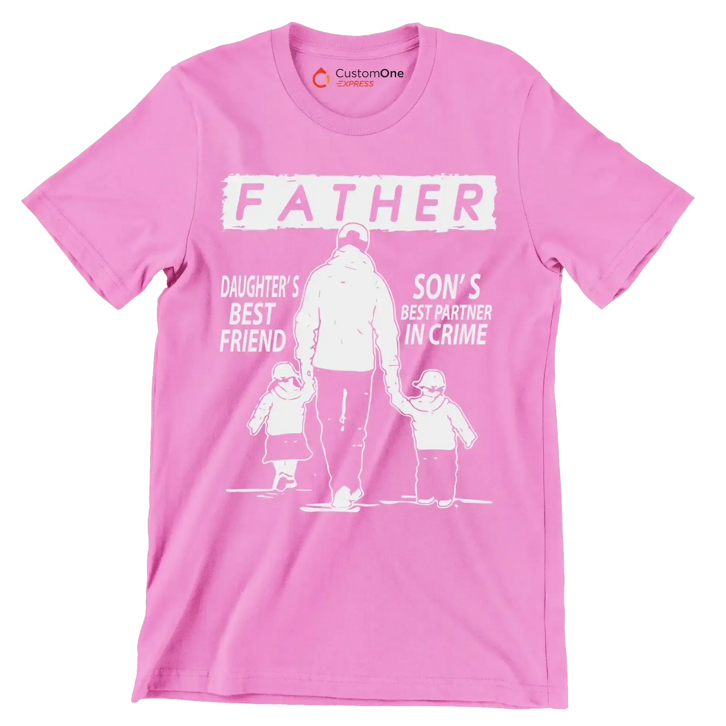 Daughter_s best friend son_s best partner in crime - Father’s Day T-Shirt-Pink-S-Custom One Express