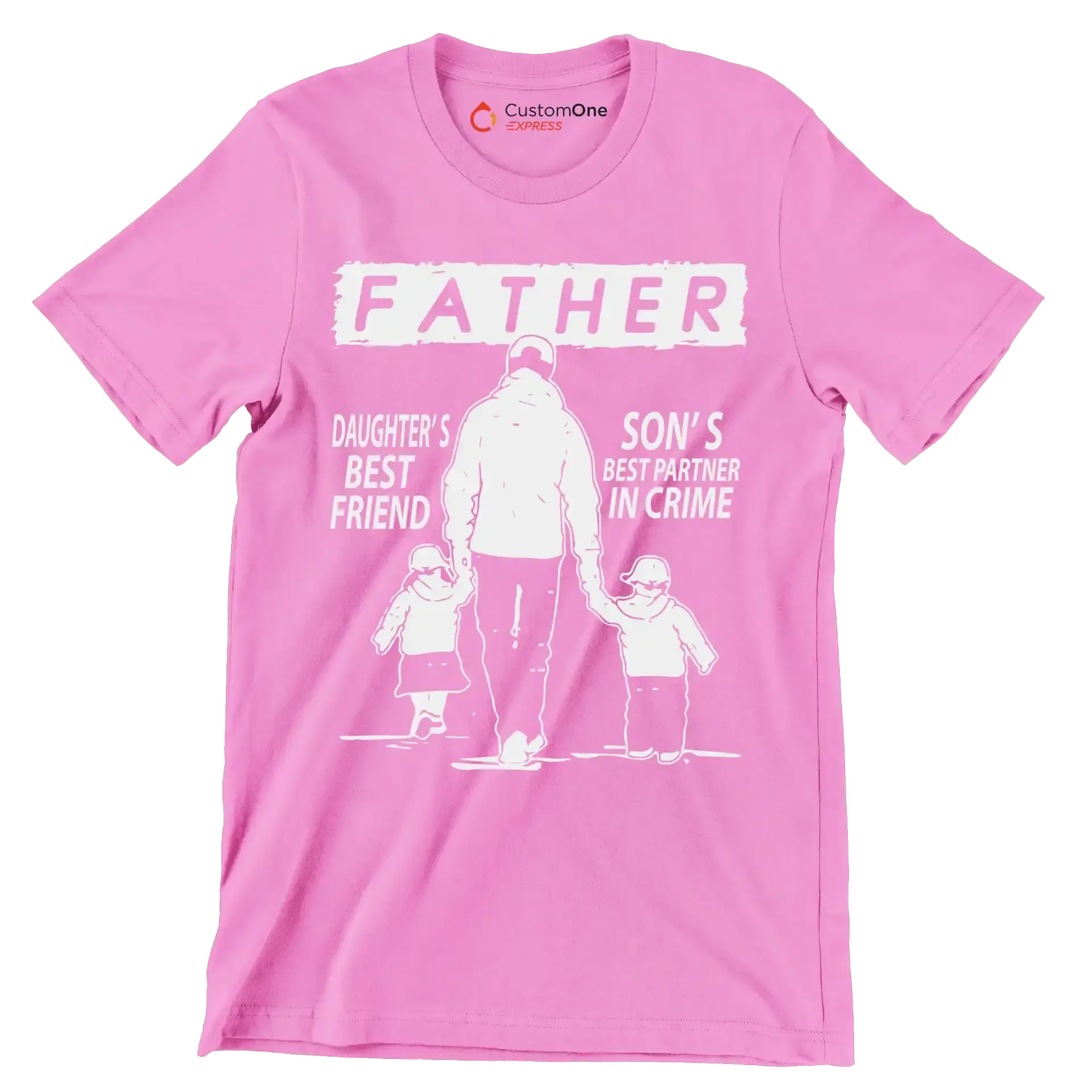 Daughter_s best friend son_s best partner in crime - Father’s Day T-Shirt-Pink-S-Custom One Express