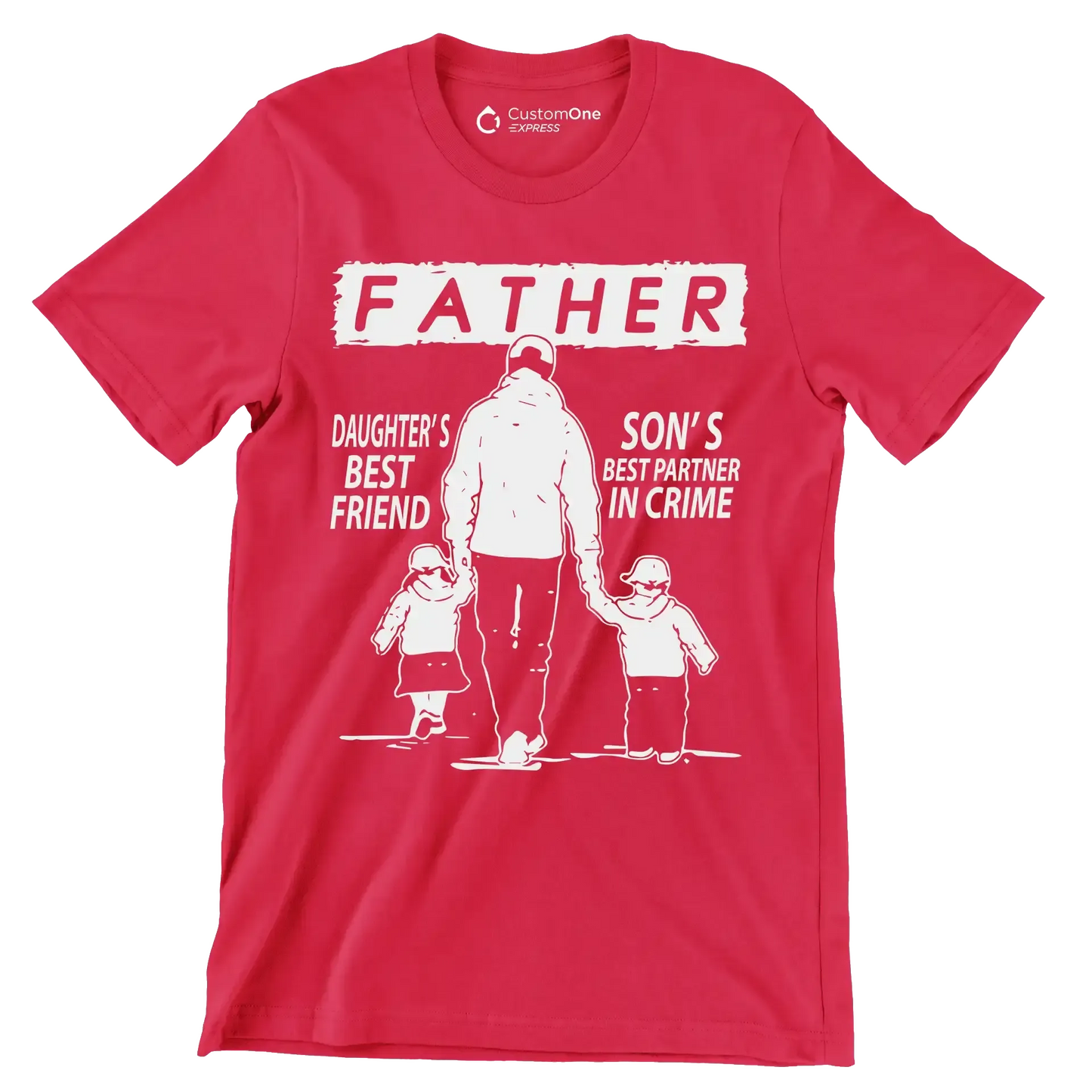 Daughter_s best friend son_s best partner in crime - Father’s Day T-Shirt-Red-S-Custom One Express