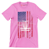 Disc Golf Basket with American Flag - Golf Themed T-Shirt-Pink-S-Custom One Express