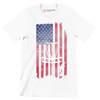 Disc Golf Basket with American Flag - Golf Themed T-Shirt-White-S-Custom One Express