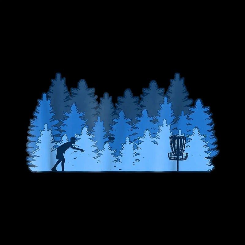 Disc Golf Forest Silhouette - Golf Themed T-Shirt-Black-S-Custom One Express