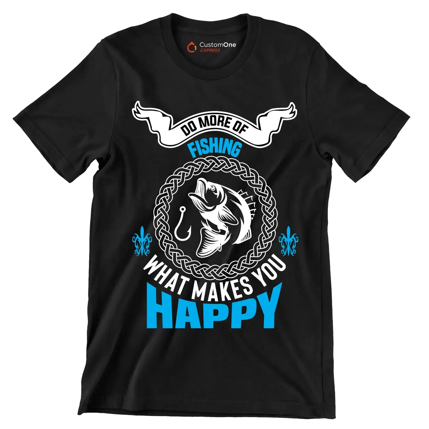 Do more of fishing what makes you happy - Fishing Themed T-Shirt-Black-S-Custom One Express