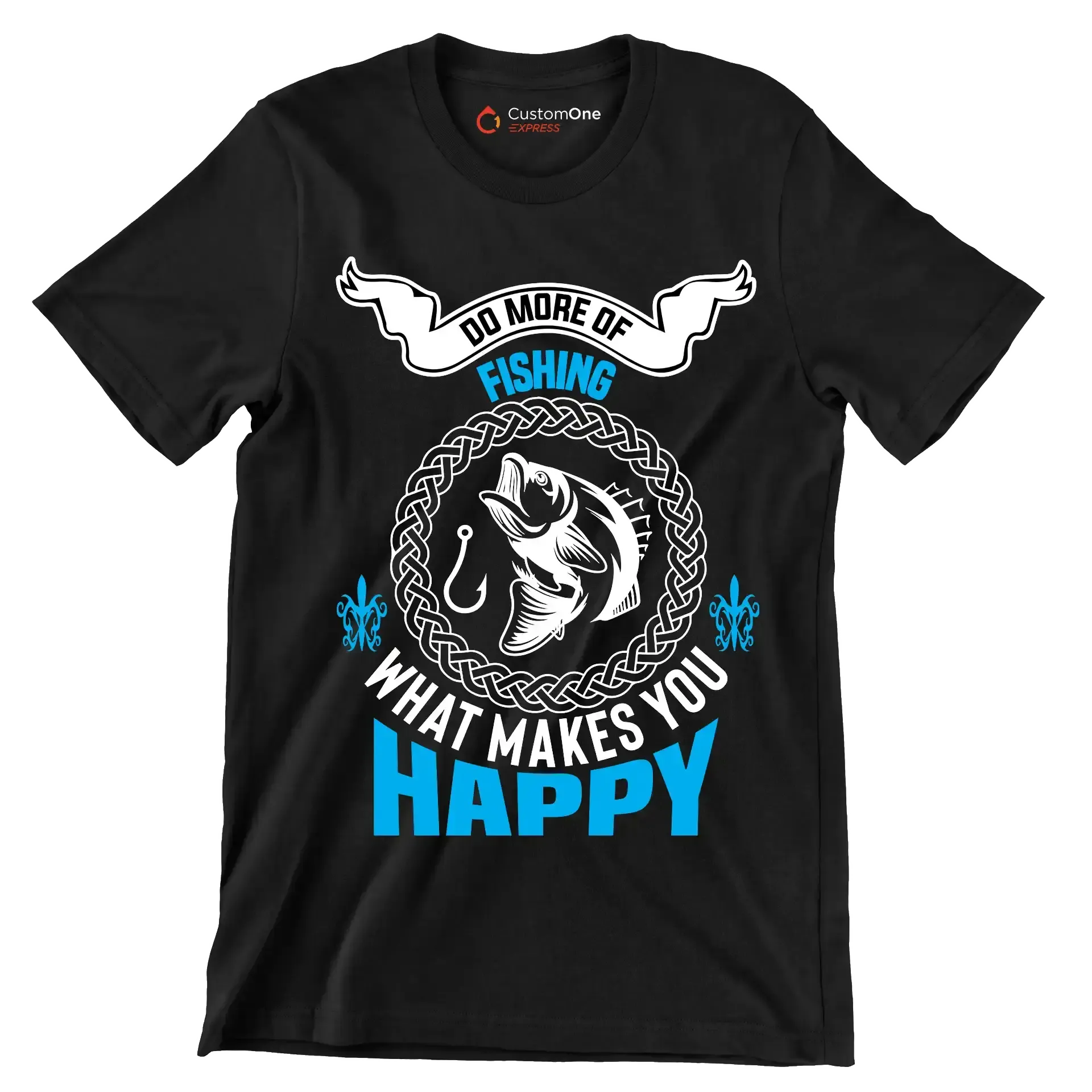 Do more of fishing what makes you happy - Fishing Themed T-Shirt-Black-S-Custom One Express