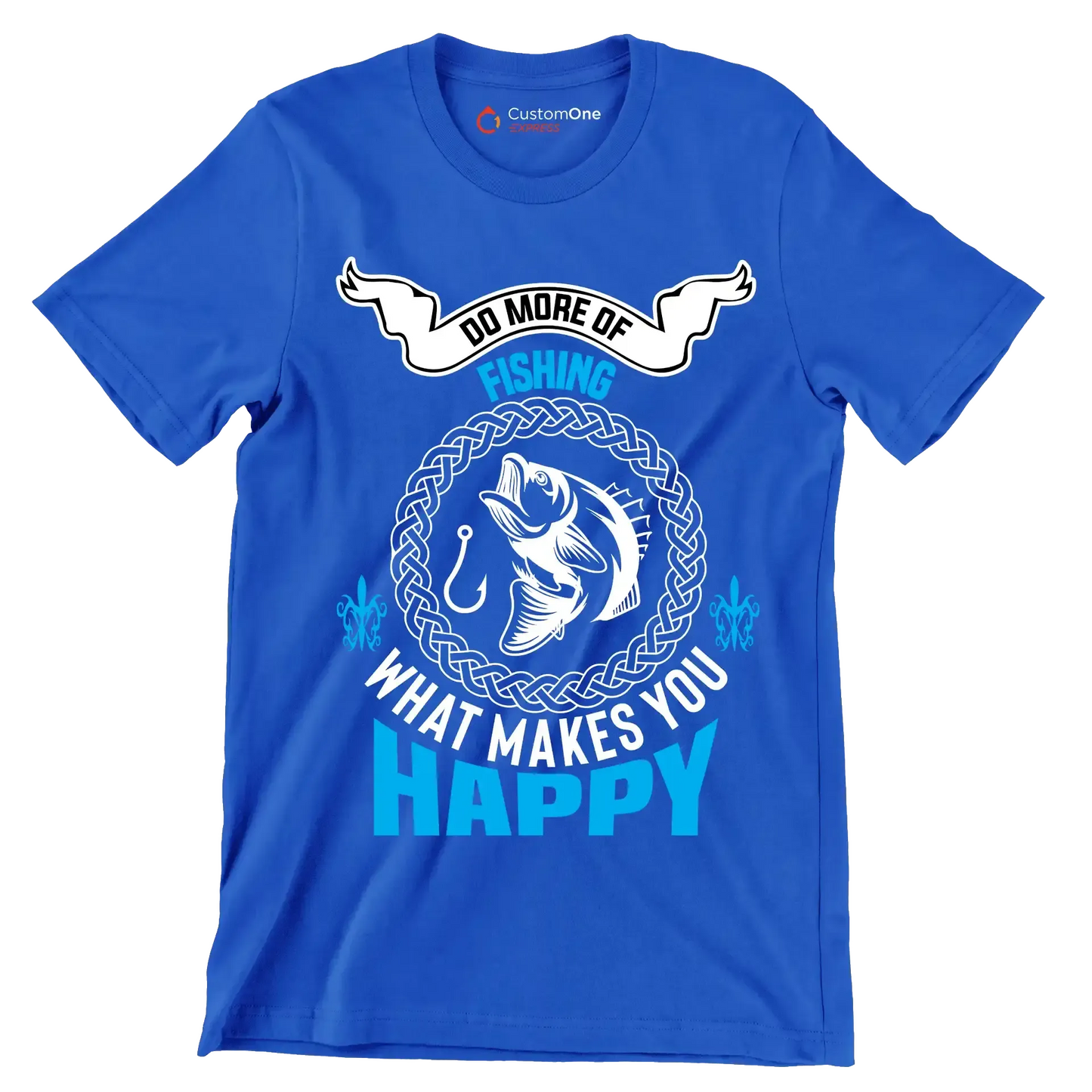 Do more of fishing what makes you happy - Fishing Themed T-Shirt-Blue-S-Custom One Express