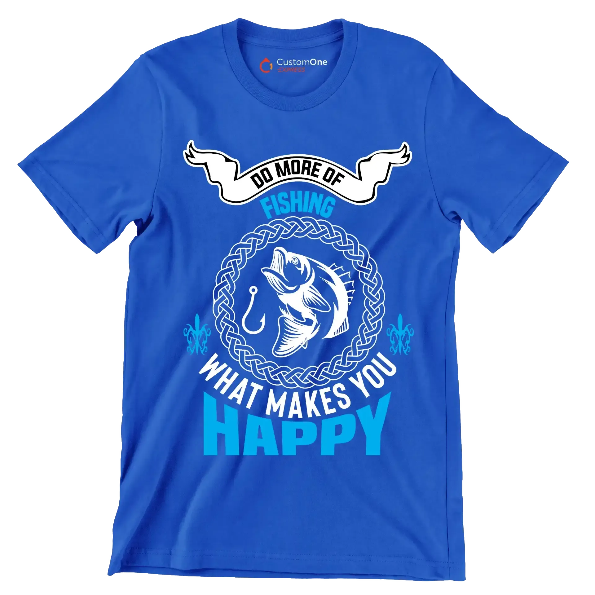 Do more of fishing what makes you happy - Fishing Themed T-Shirt-Blue-S-Custom One Express
