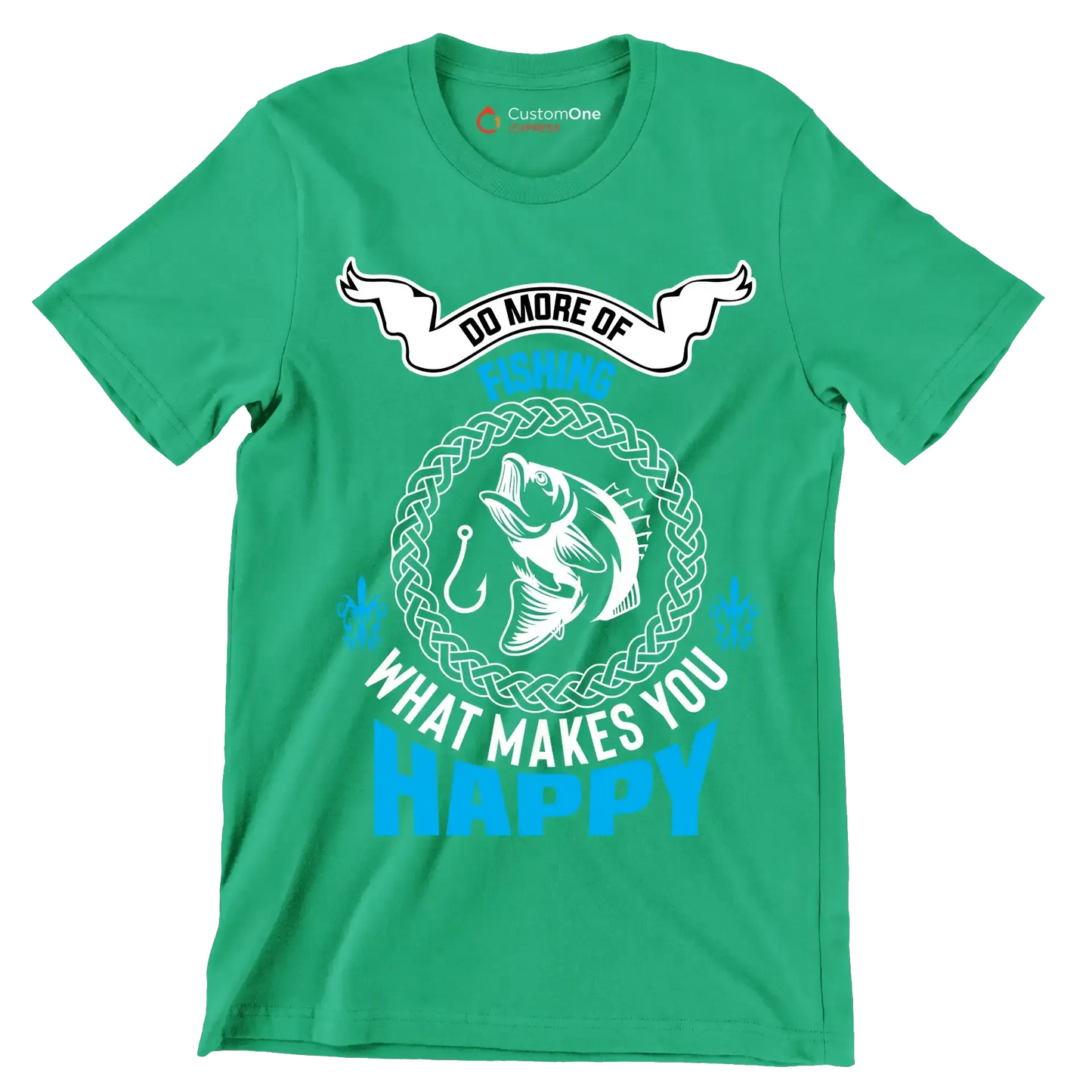 Do more of fishing what makes you happy - Fishing Themed T-Shirt-Green-S-Custom One Express