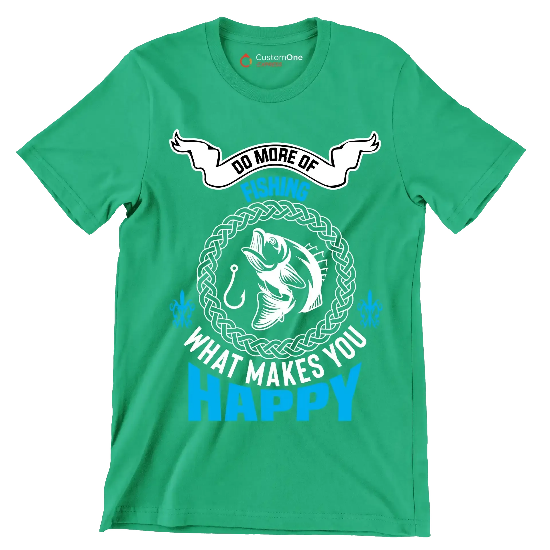 Do more of fishing what makes you happy - Fishing Themed T-Shirt-Green-S-Custom One Express