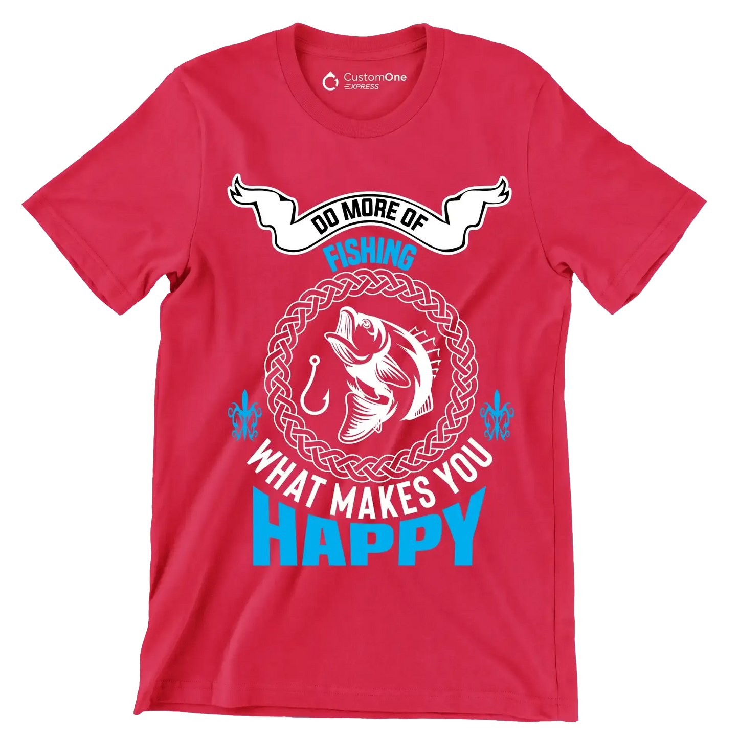 Do more of fishing what makes you happy - Fishing Themed T-Shirt-Red-S-Custom One Express