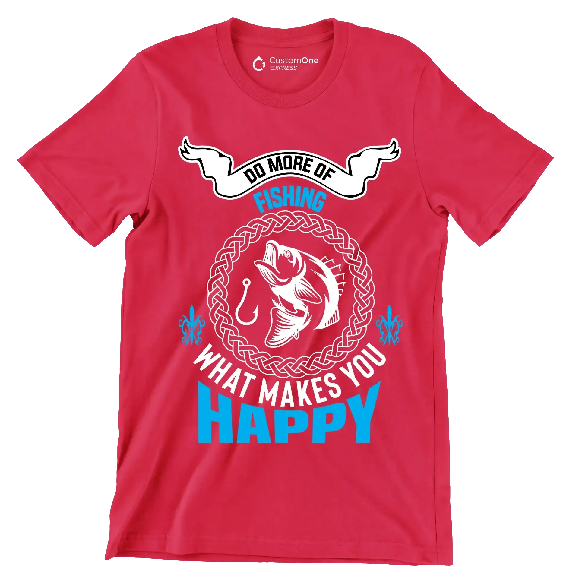 Do more of fishing what makes you happy - Fishing Themed T-Shirt-Red-S-Custom One Express