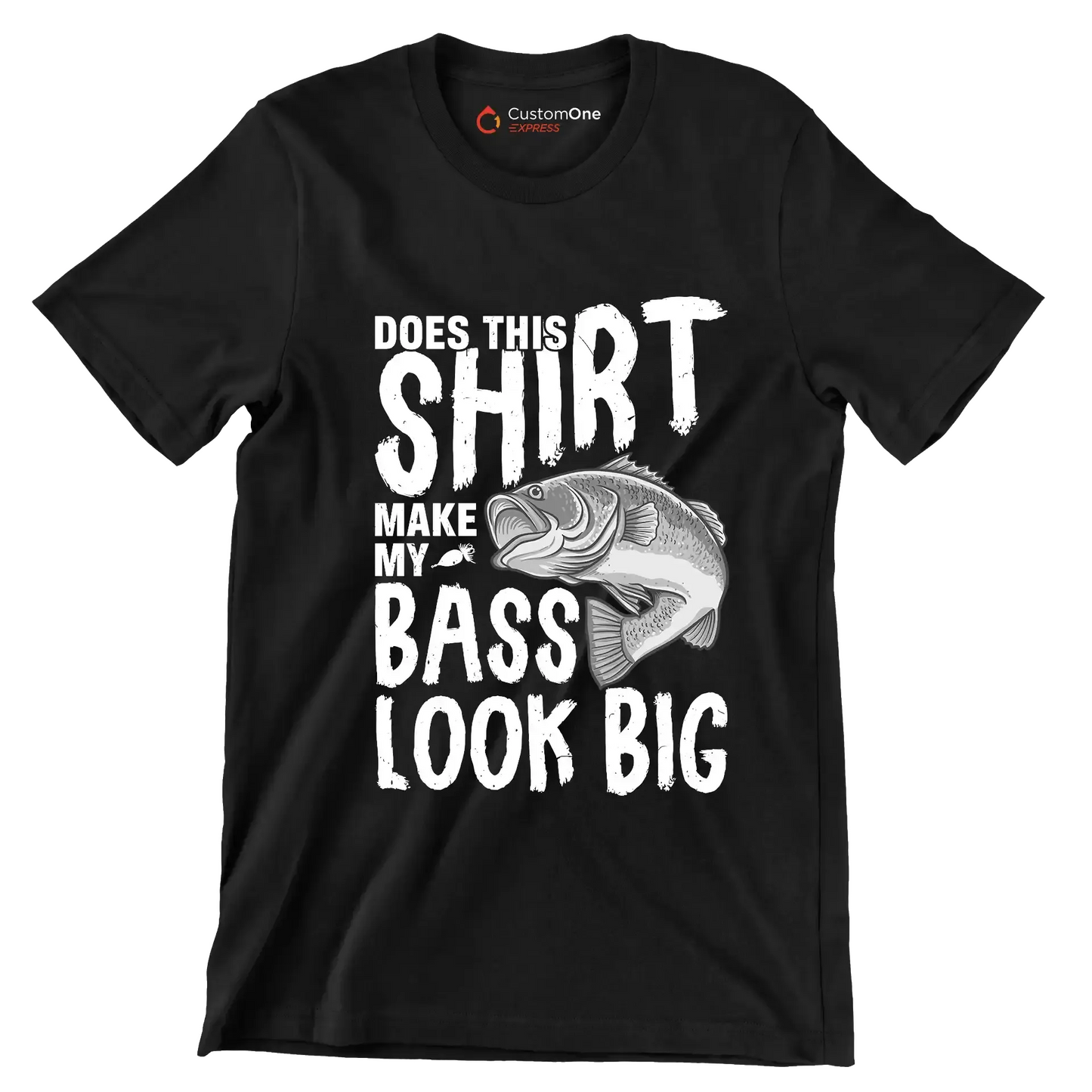 Does this shirt make my bass look big - Fishing Themed T-Shirt-Black-S-Custom One Express