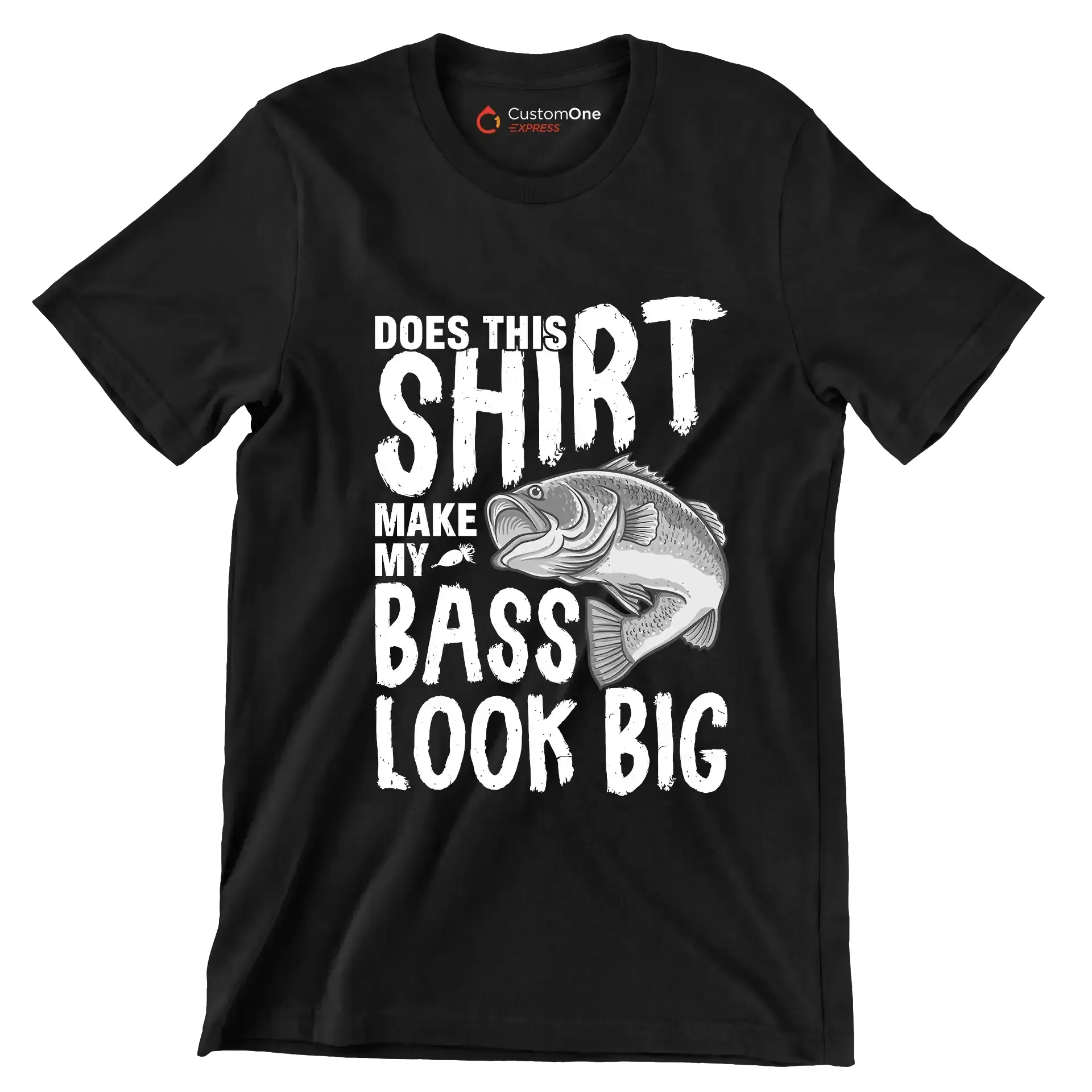Does this shirt make my bass look big - Fishing Themed T-Shirt-Black-S-Custom One Express