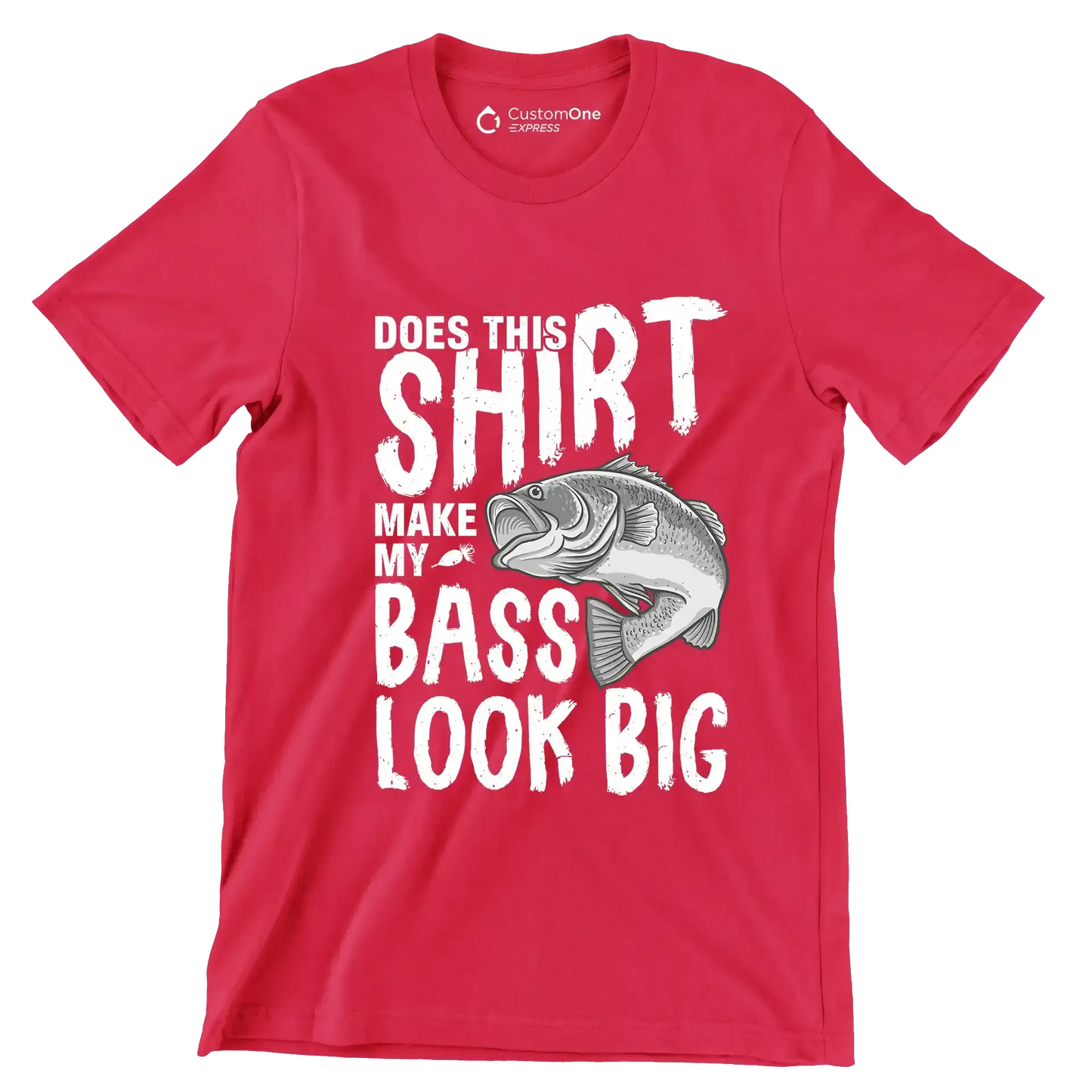 Does this shirt make my bass look big - Fishing Themed T-Shirt-Red-S-Custom One Express