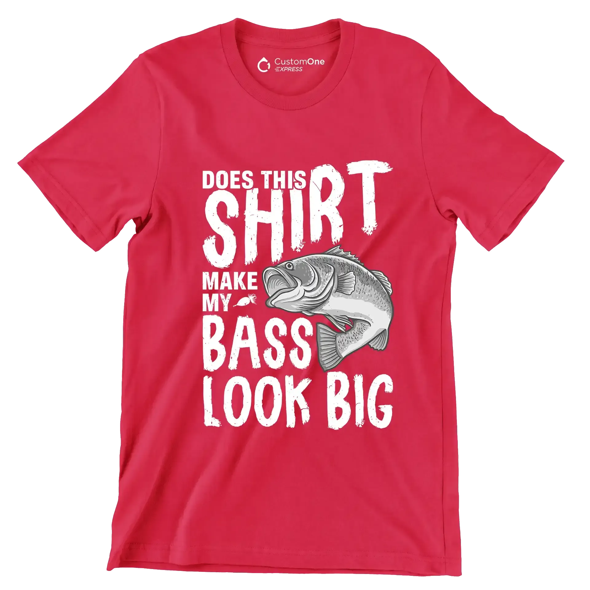 Does this shirt make my bass look big - Fishing Themed T-Shirt-Red-S-Custom One Express