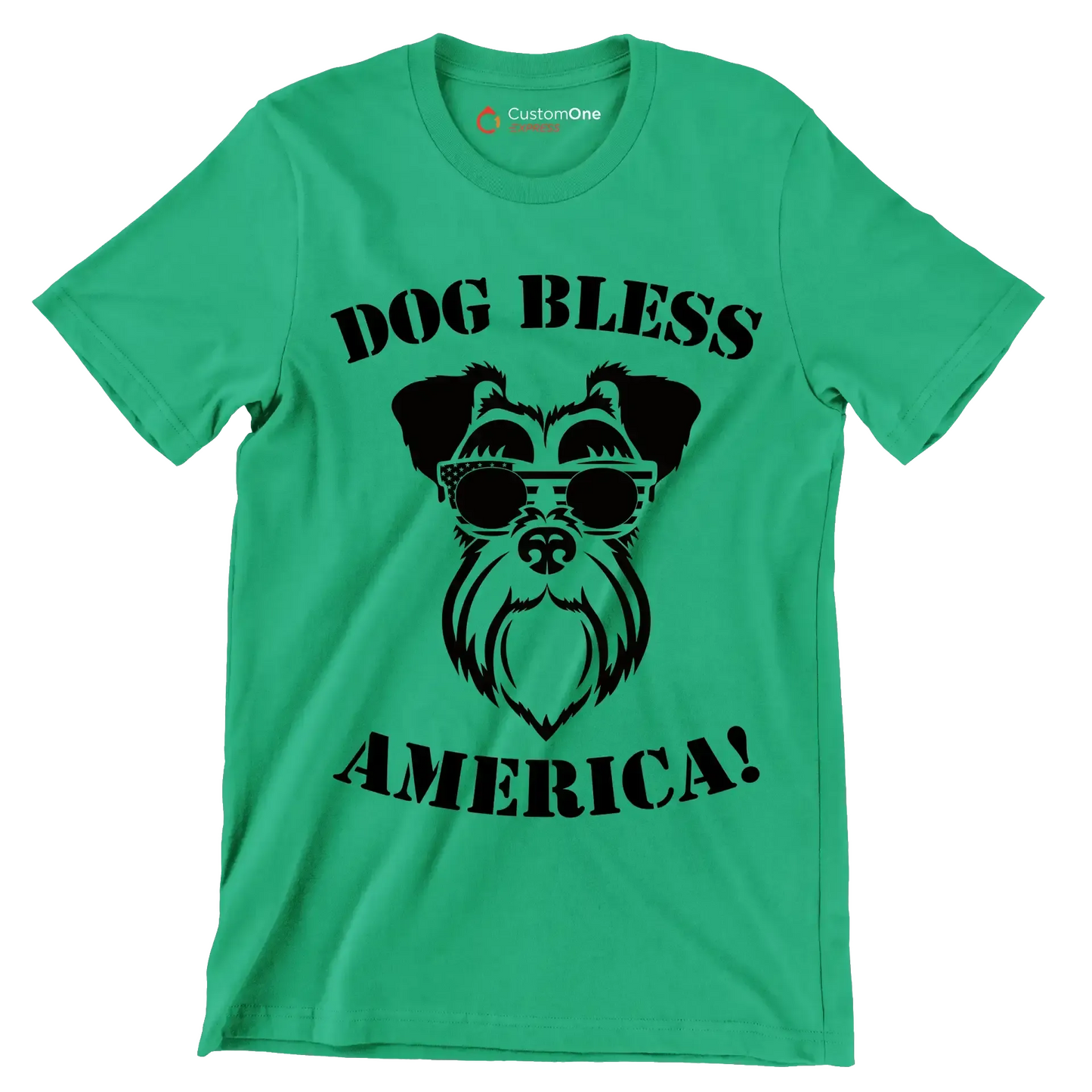 Dog bless america - Dog Themed T-Shirt-Green-S-Custom One Express