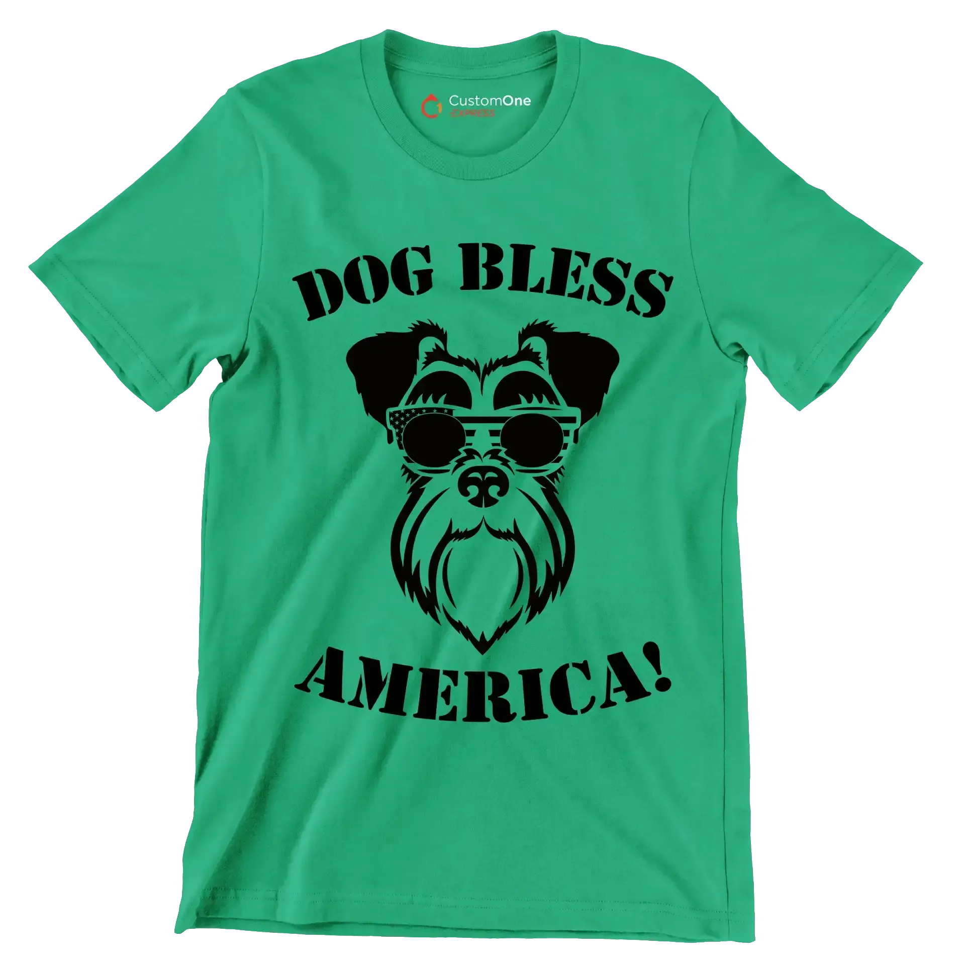 Dog bless america - Dog Themed T-Shirt-Green-S-Custom One Express