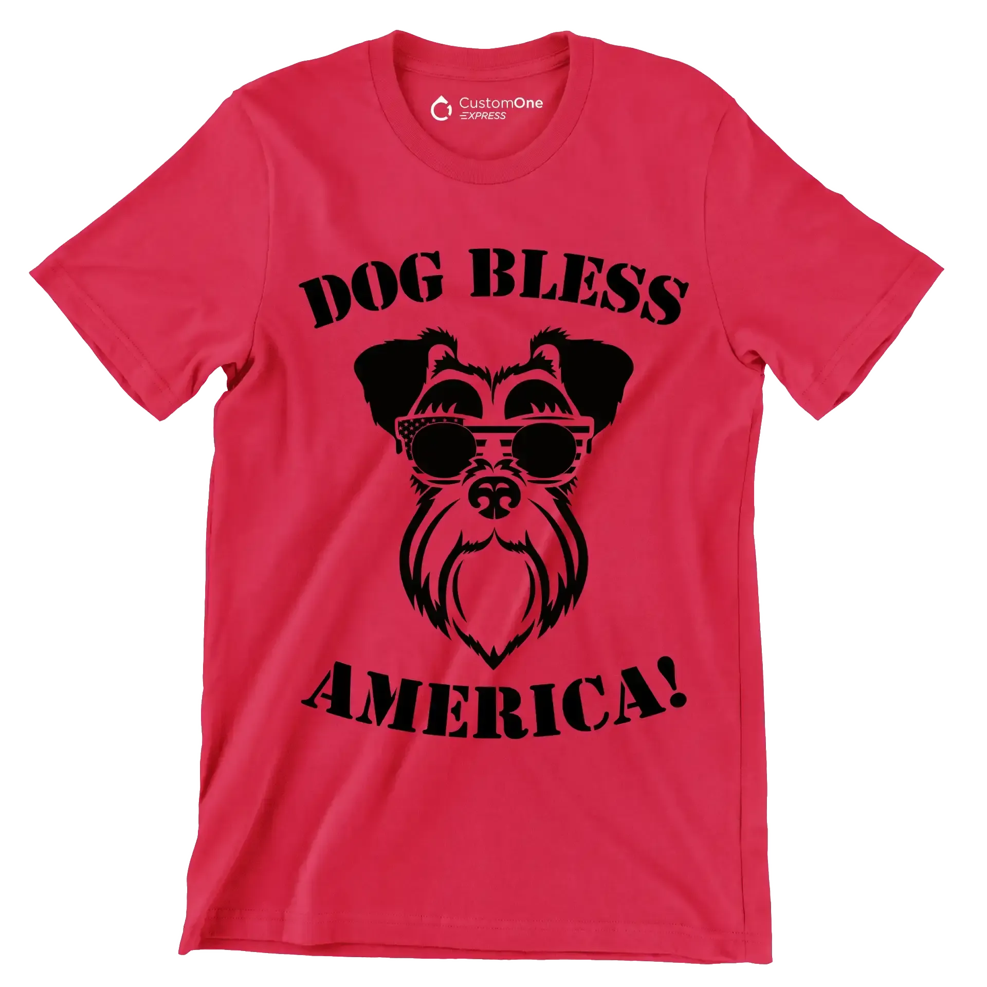Dog bless america - Dog Themed T-Shirt-Red-S-Custom One Express