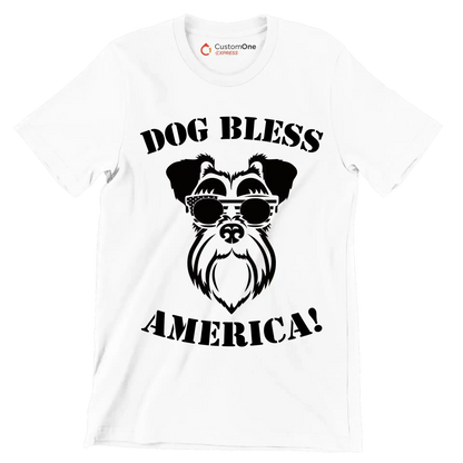 Dog bless america - Dog Themed T-Shirt-White-S-Custom One Express