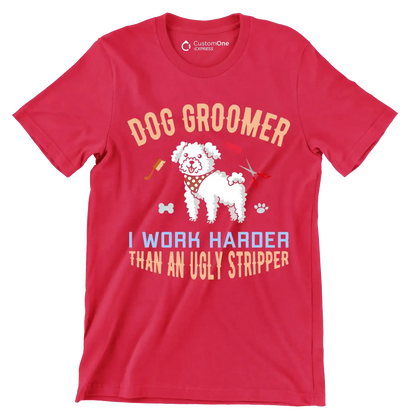 Dog groomer I make bitches beautiful - Dog Themed T-Shirt-Red-S-Custom One Express