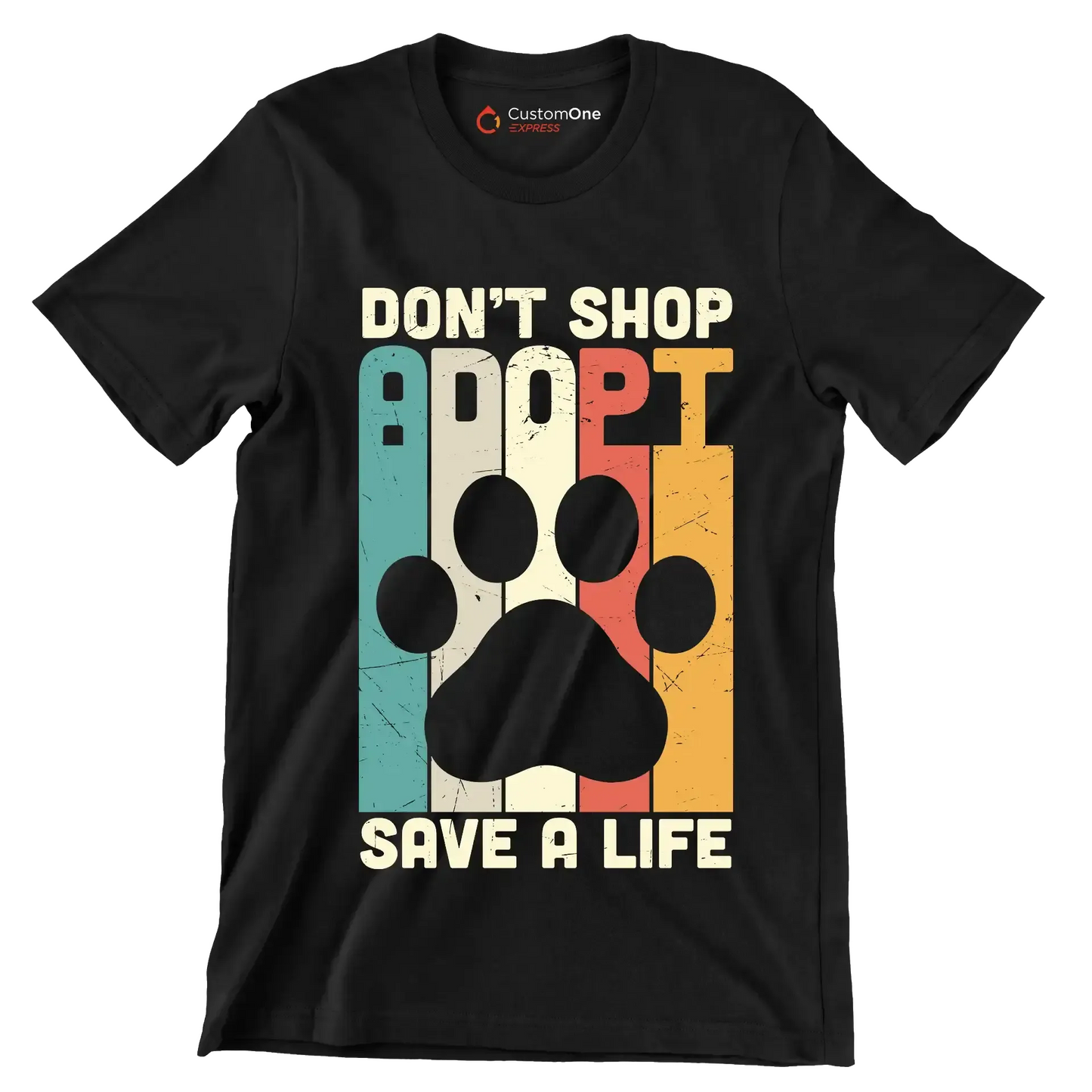 Dont Shop Adopt Cat Rescue - Cat Themed T-Shirt-Black-S-Custom One Express