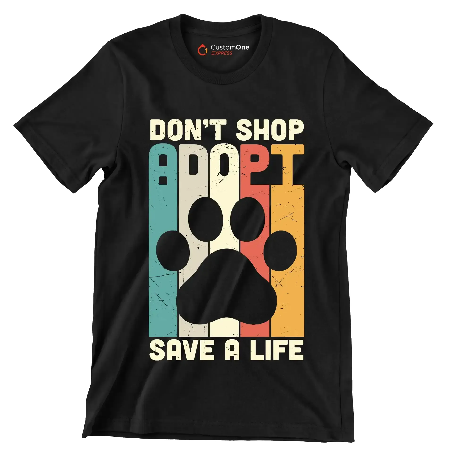 Dont Shop Adopt Cat Rescue - Cat Themed T-Shirt-Black-S-Custom One Express