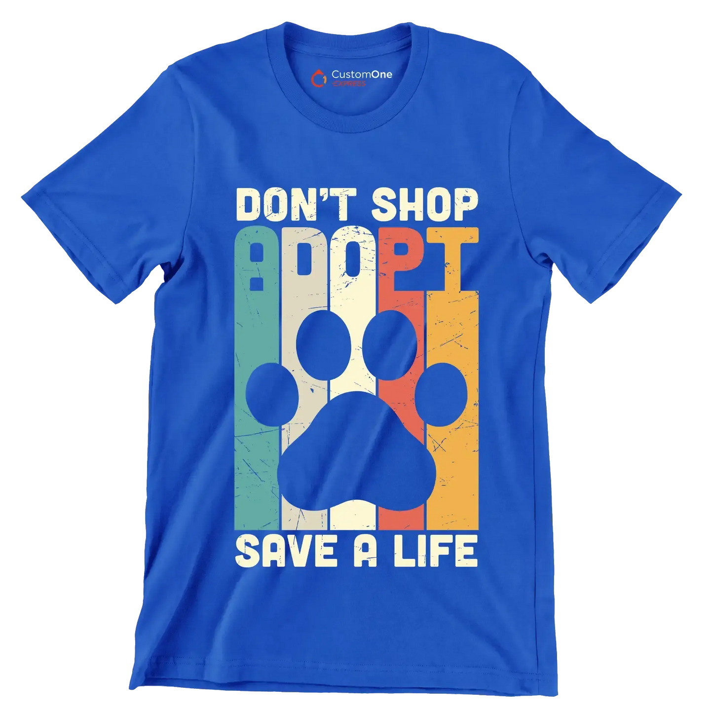 Dont Shop Adopt Cat Rescue - Cat Themed T-Shirt-Blue-S-Custom One Express
