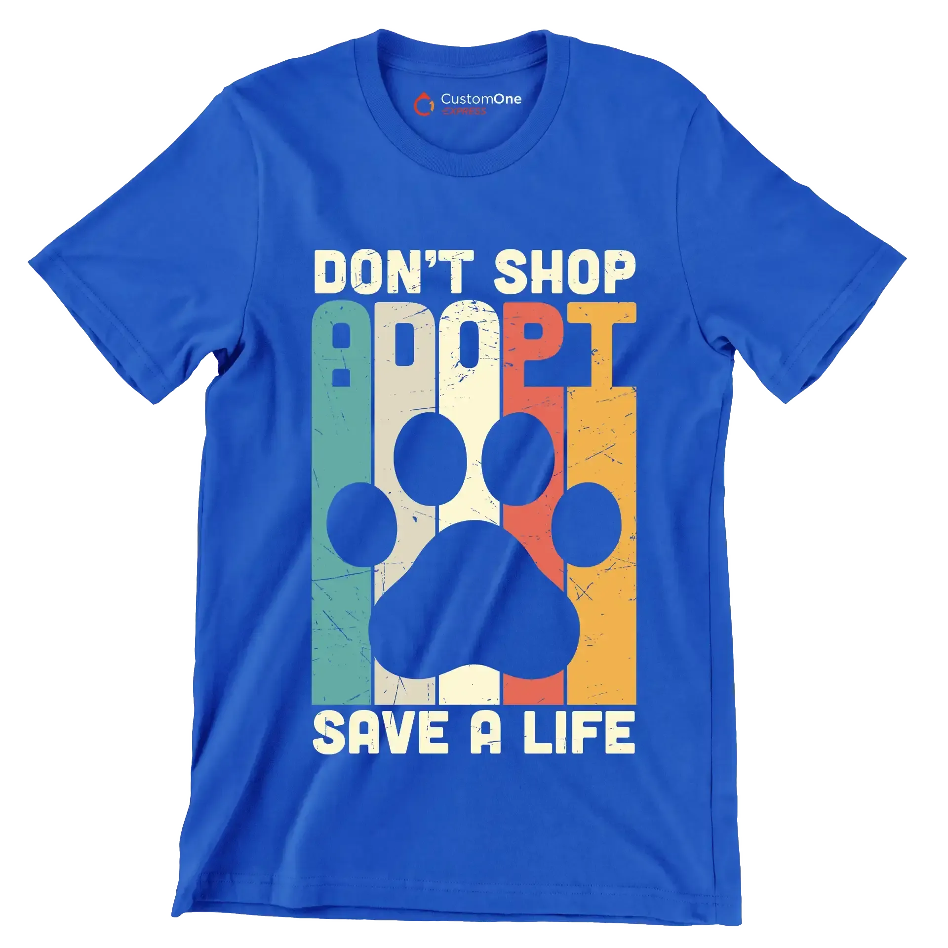 Dont Shop Adopt Cat Rescue - Cat Themed T-Shirt-Blue-S-Custom One Express