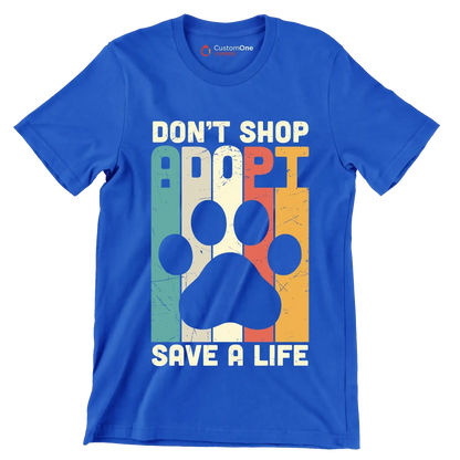 Dont Shop Adopt Cat Rescue - Cat Themed T-Shirt-Blue-S-Custom One Express