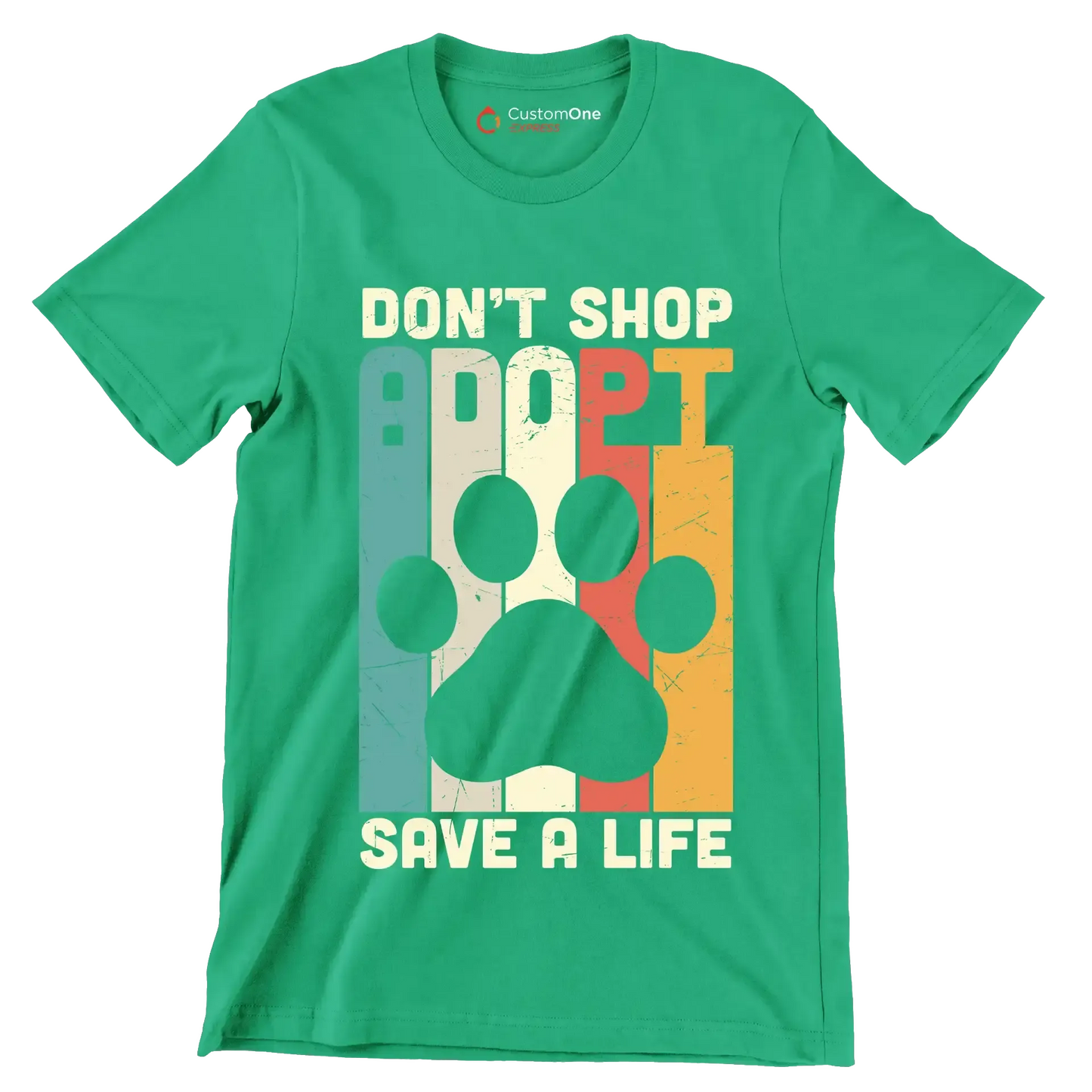Dont Shop Adopt Cat Rescue - Cat Themed T-Shirt-Green-S-Custom One Express