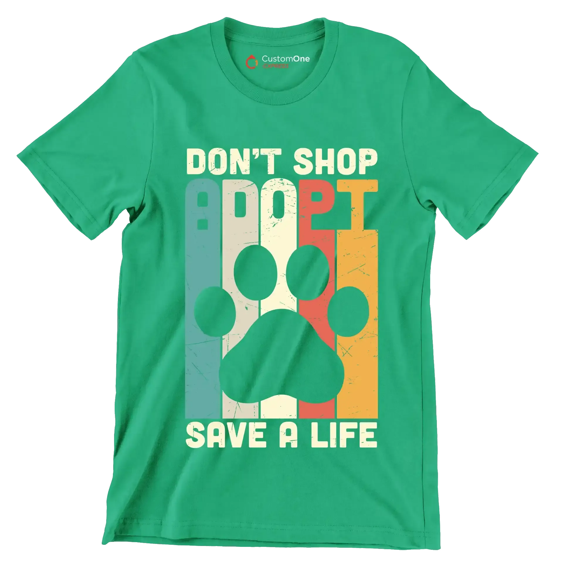Dont Shop Adopt Cat Rescue - Cat Themed T-Shirt-Green-S-Custom One Express