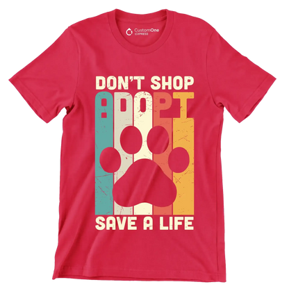 Dont Shop Adopt Cat Rescue - Cat Themed T-Shirt-Red-S-Custom One Express