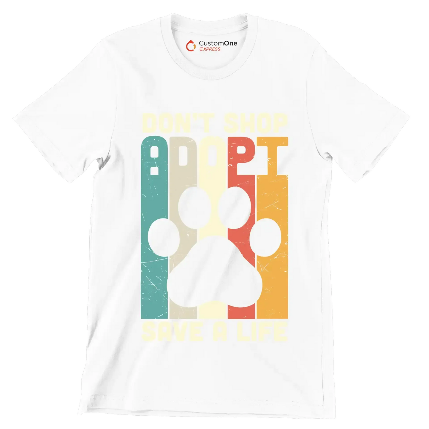 Dont Shop Adopt Cat Rescue - Cat Themed T-Shirt-White-S-Custom One Express