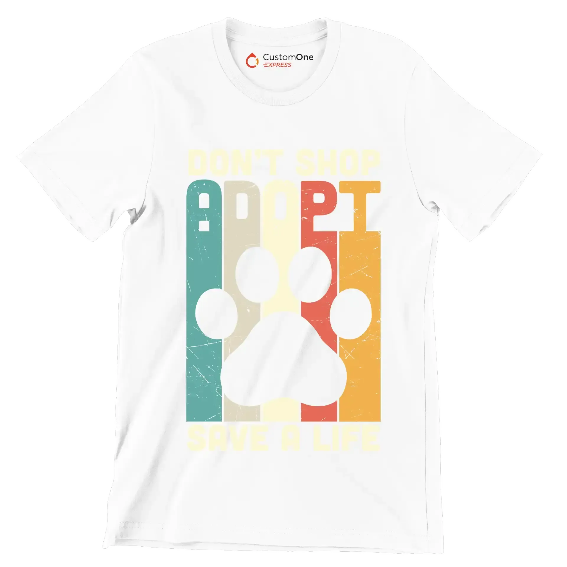 Dont Shop Adopt Cat Rescue - Cat Themed T-Shirt-White-S-Custom One Express