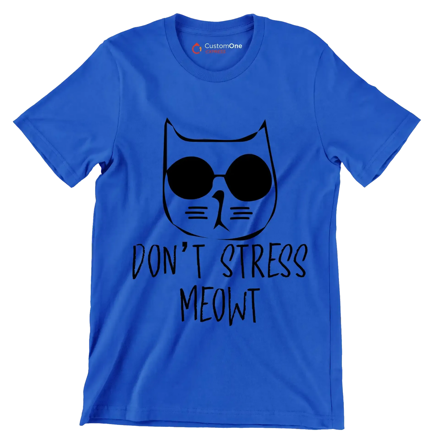 Don't stress meowt - Cat Themed T-Shirt-Blue-S-Custom One Express