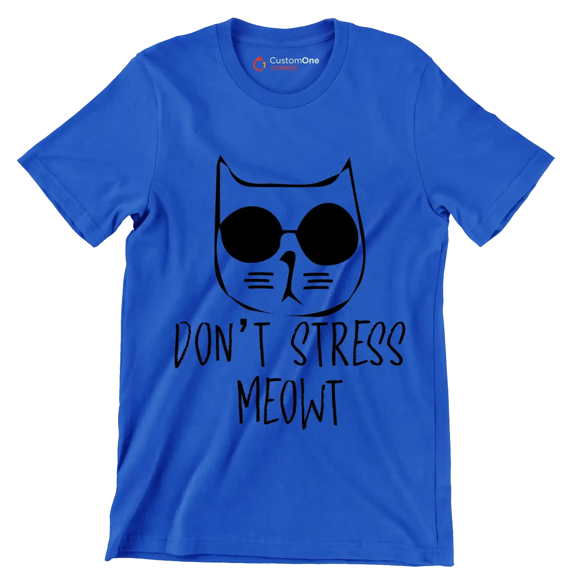 Don't stress meowt - Cat Themed T-Shirt-Blue-S-Custom One Express
