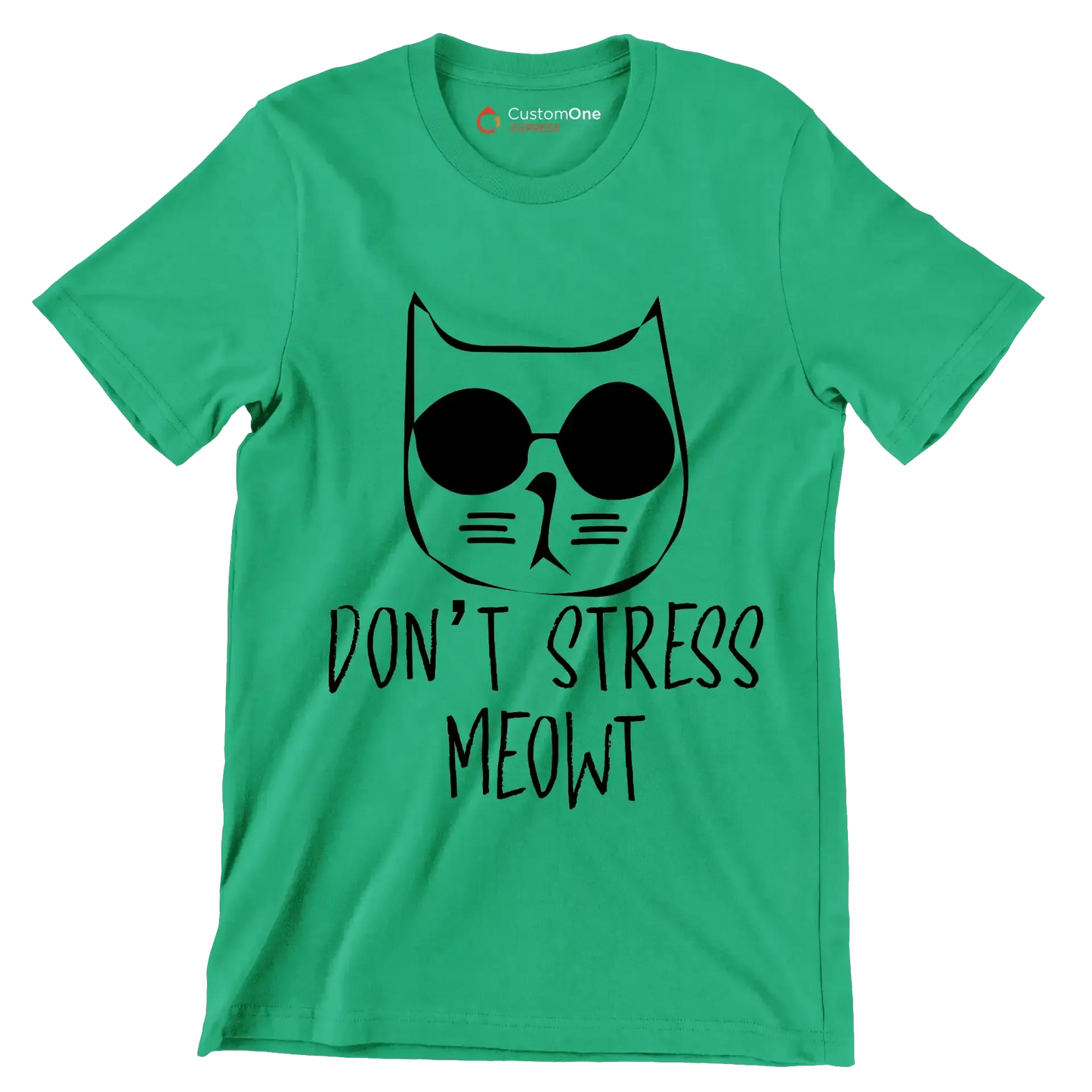 Don't stress meowt - Cat Themed T-Shirt-Green-S-Custom One Express