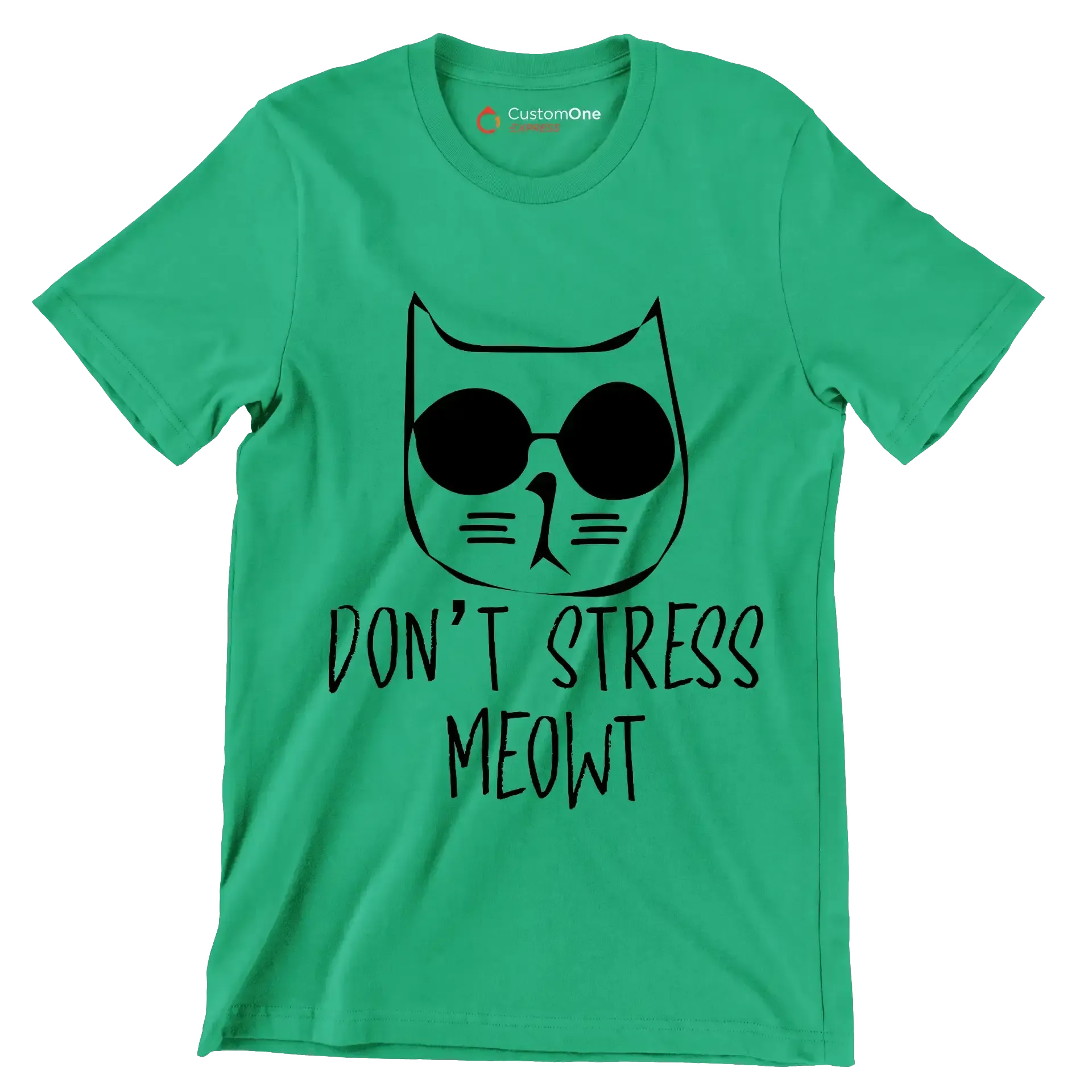 Don't stress meowt - Cat Themed T-Shirt-Green-S-Custom One Express