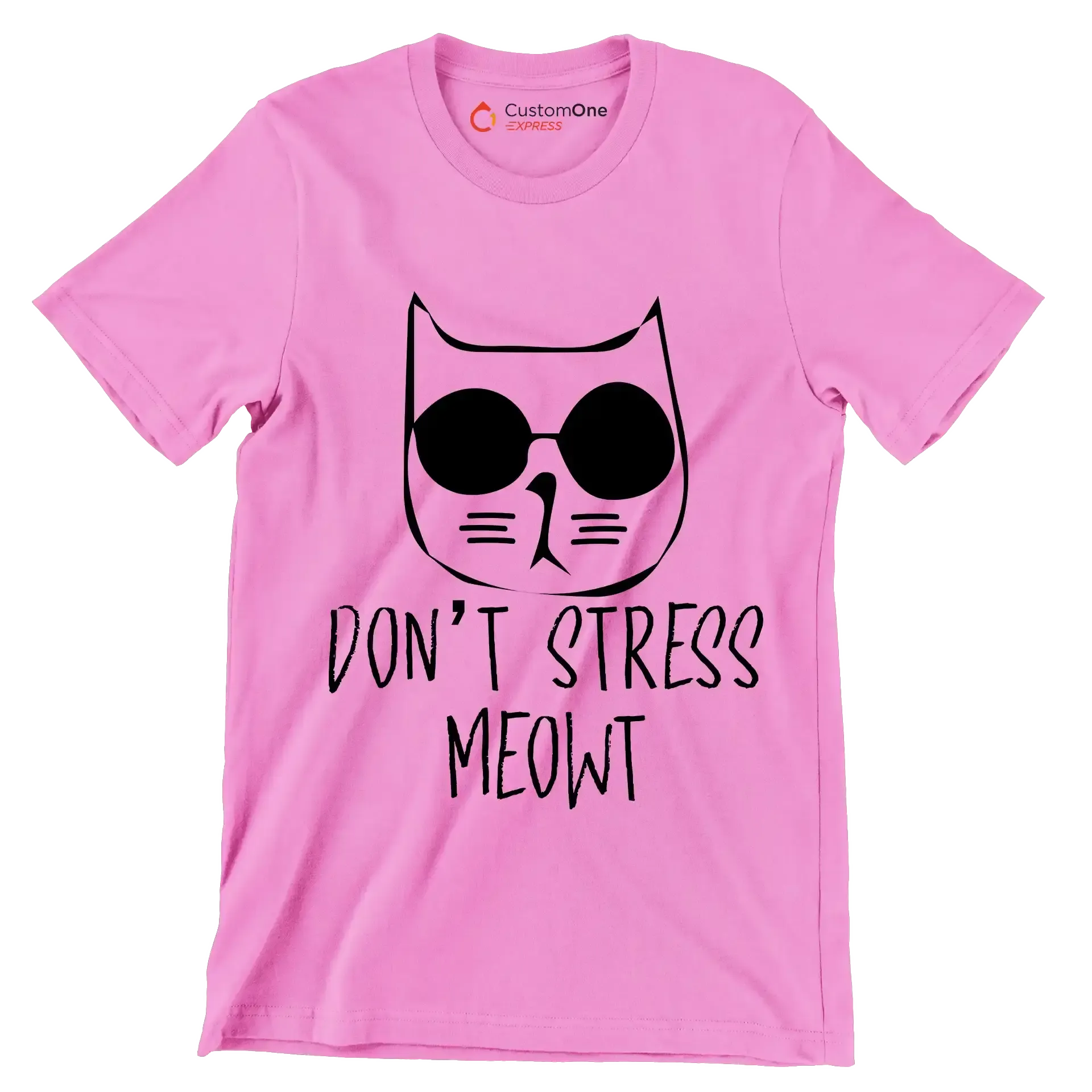 Don't stress meowt - Cat Themed T-Shirt-Pink-S-Custom One Express