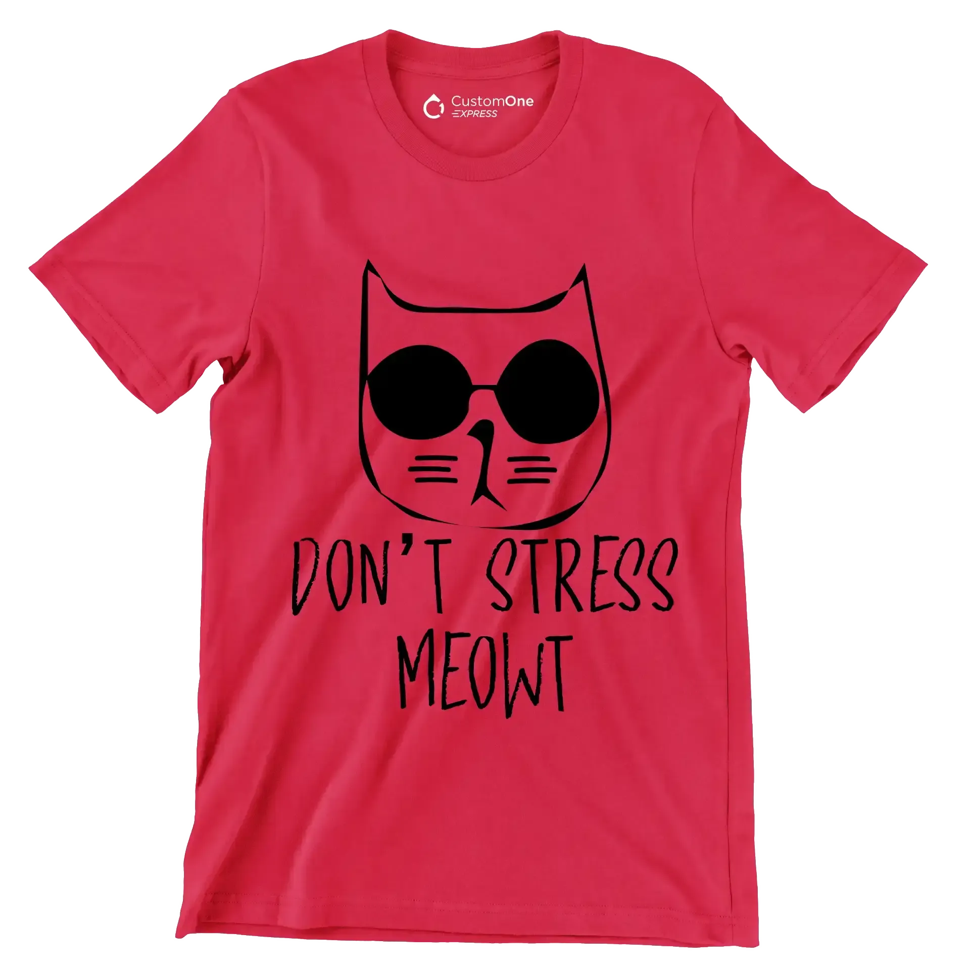 Don't stress meowt - Cat Themed T-Shirt-Red-S-Custom One Express