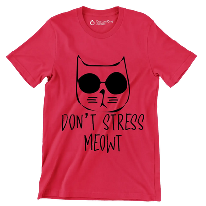 Don't stress meowt - Cat Themed T-Shirt-Red-S-Custom One Express
