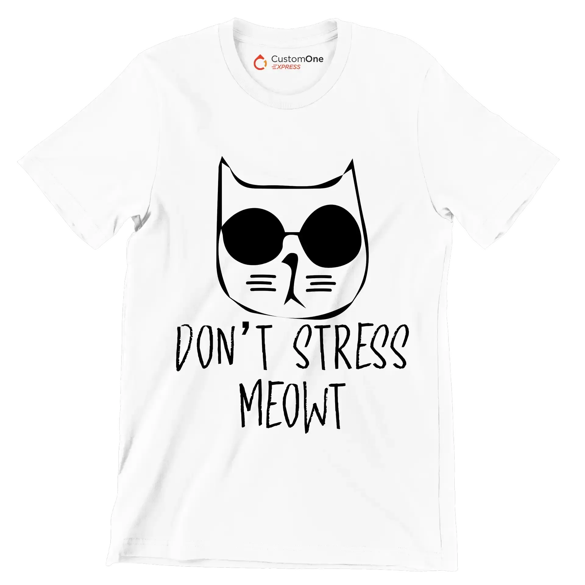 Don't stress meowt - Cat Themed T-Shirt-White-S-Custom One Express