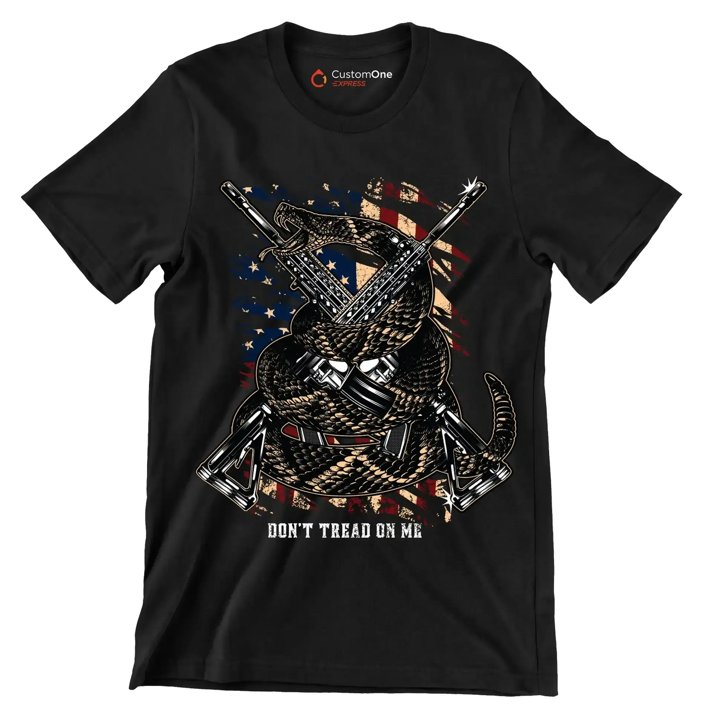 Don't tread on me - Veterans Themed T-Shirt-Black-S-Custom One Express