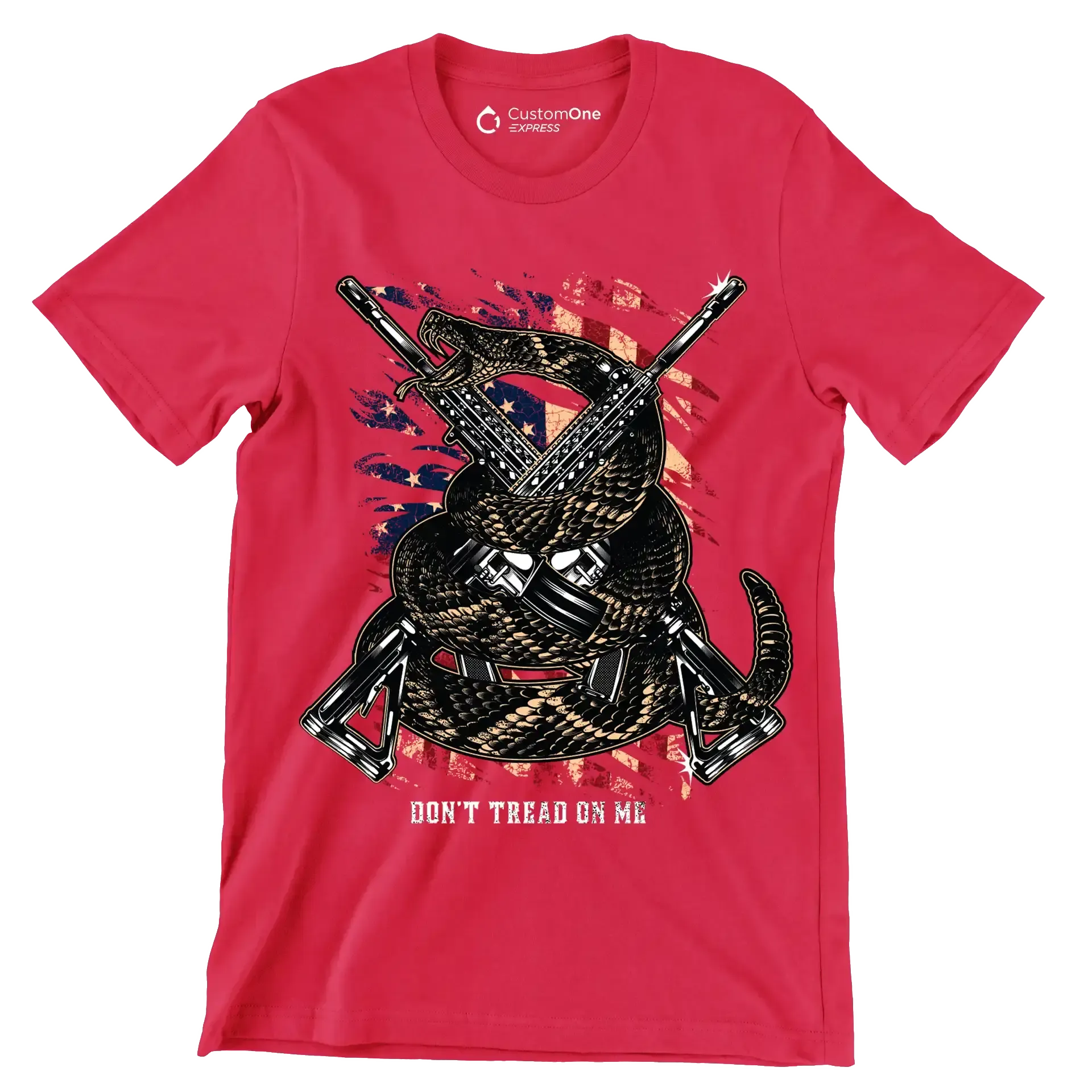Don't tread on me - Veterans Themed T-Shirt-Red-S-Custom One Express