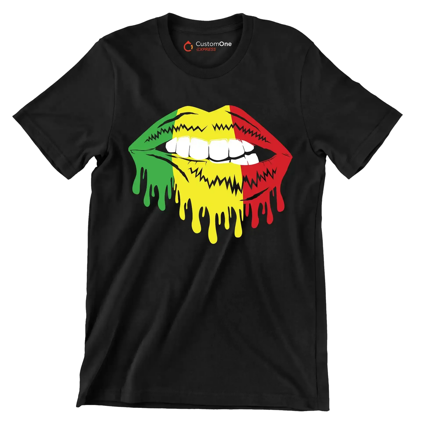 Dripping Pan-African Lips Design - Martin Luther King T-Shirt-Black-S-Custom One Express